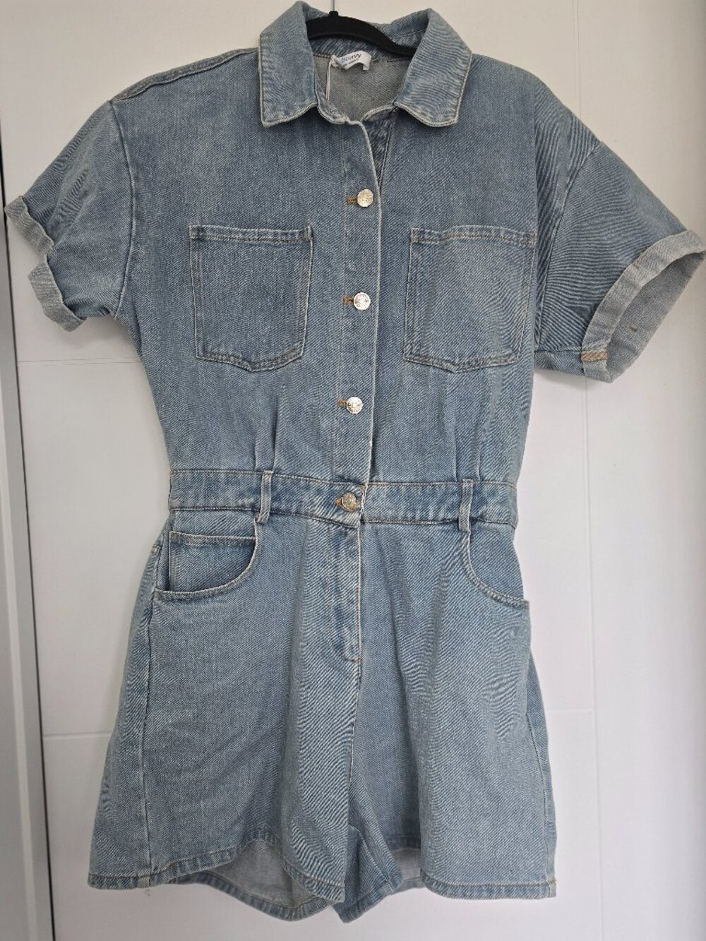 BLUIVY Denim Romper w/ Silver Buttons